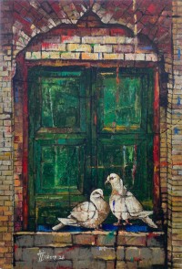 Afsheen, 20 x 30 Inch, Acrylic On Canvas, Pigeon Painting, AC-AFN-024